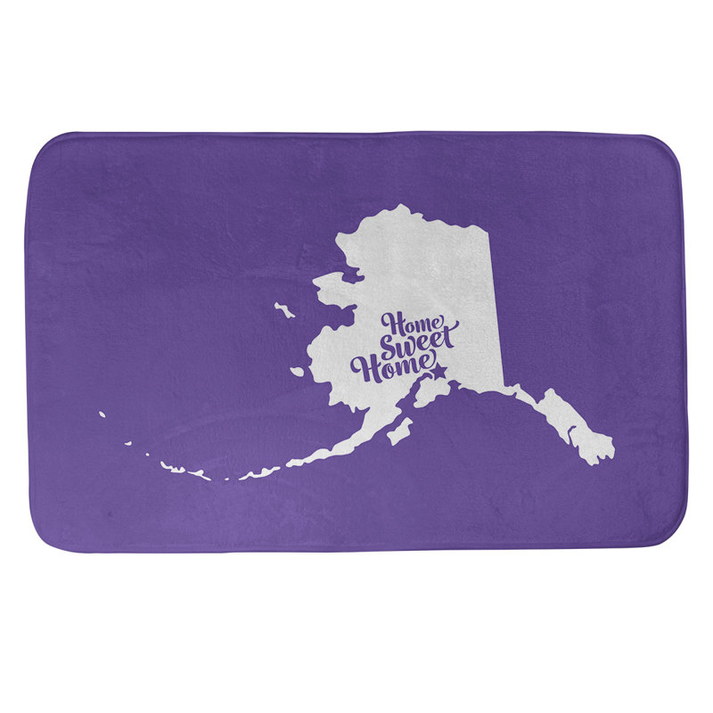 Tapis rectangulaire antidérapant pour salle de bain, L 21 po x L 34 po, Noir, Home Sweet Home Anchorage