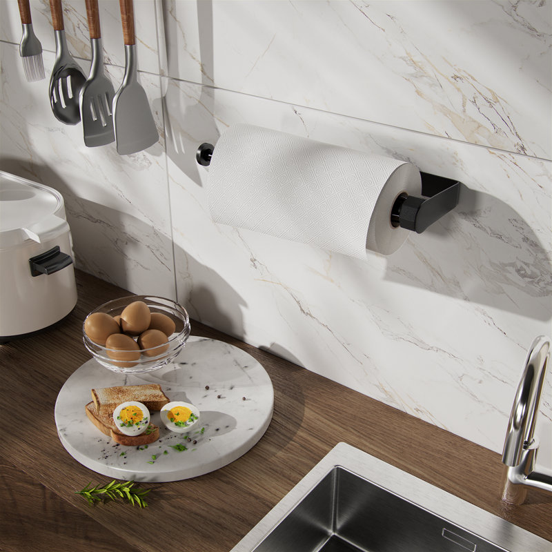 Porte-papier essuie-mains en acier inoxydable à une main, adhésif sans perçage pour fixation murale, cuisine, salle de bain