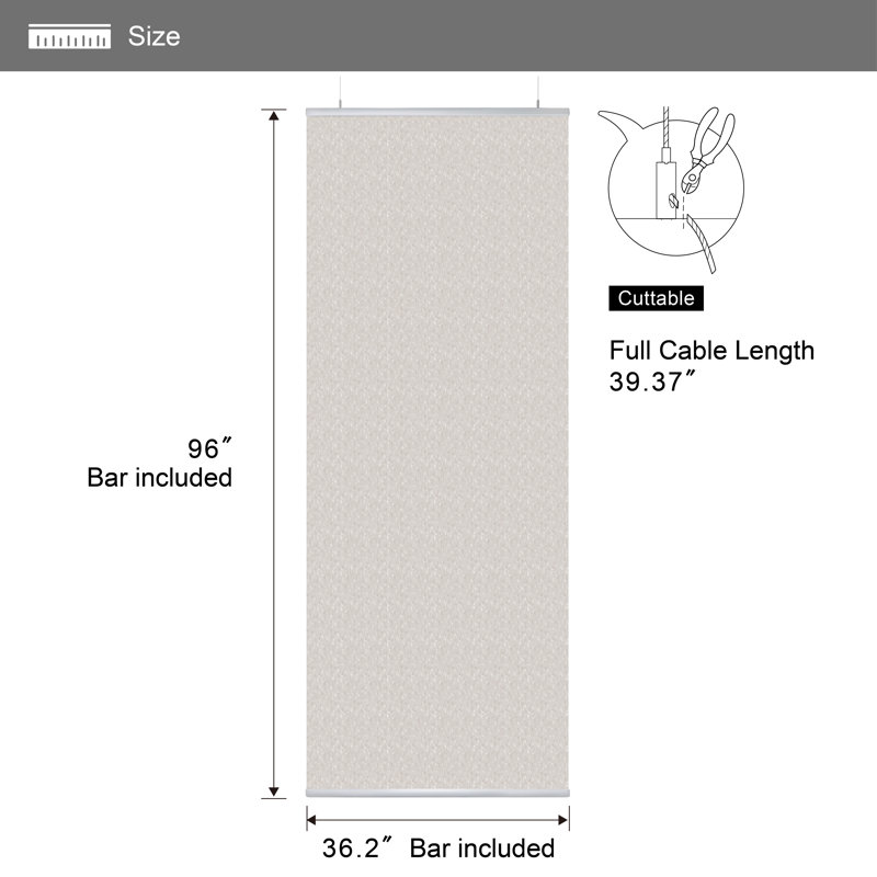 Hanging Panel Divider, Sheer Privacy Room Partition Screen, 36"wx96"l, Set Of 2, Rococo
