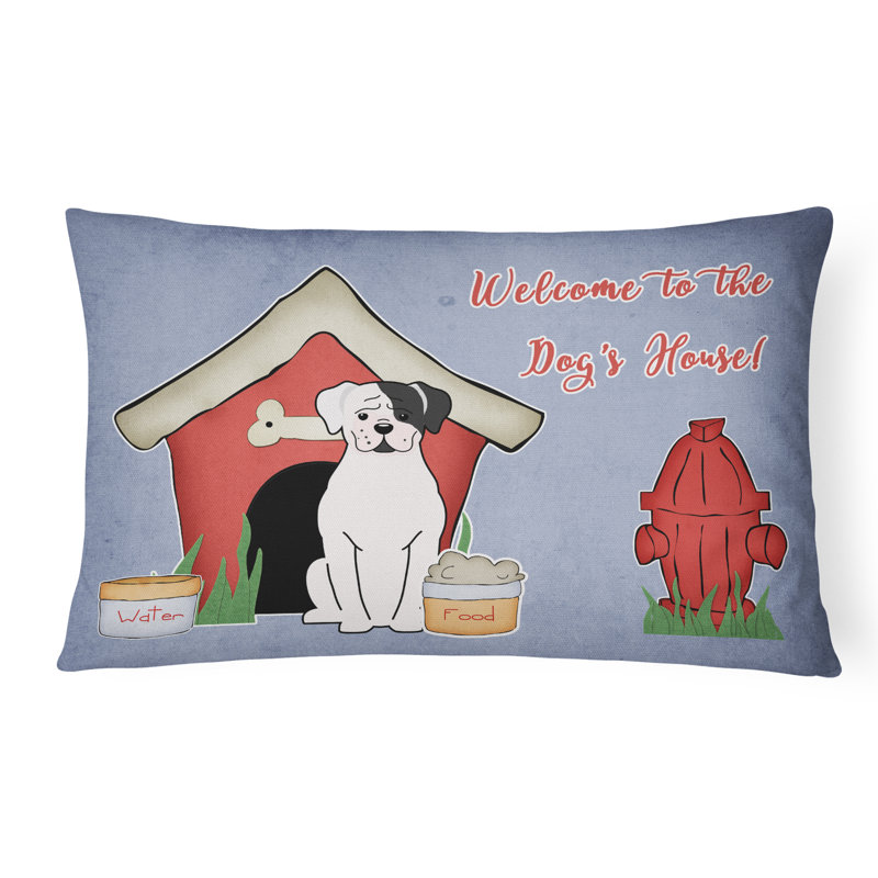 Coussin lombaire en toile unie intérieur/extérieur en toile pour chien sauvage, Blanc / cuivre