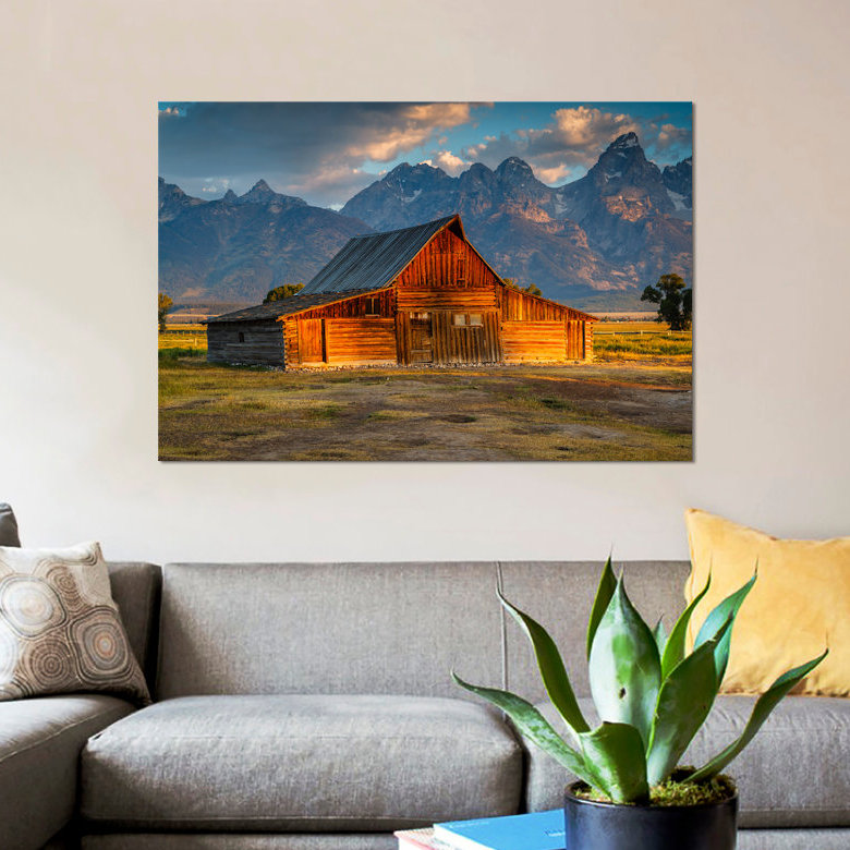 «Old Barn», reproduction de photo sur toile, H 16 po x l 24 po x P 1 po, Papier d'art encadré noir, Blanc