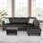 3-Piece Flannel Sectional Sofa-1288810900-1288810896
