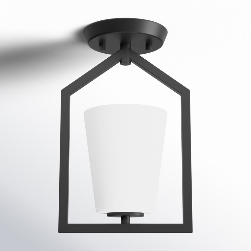 Bera Astri Glass Semi Flush Mount, Matte Black