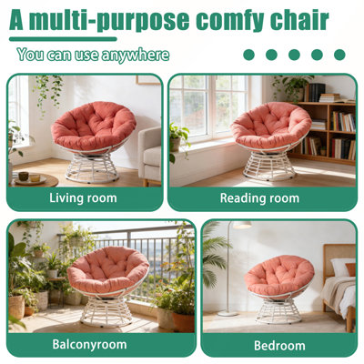 Méridienne surdimensionnée pivotante à 360 ° avec coussin épais Papasan pour une utilisation intérieure et extérieure