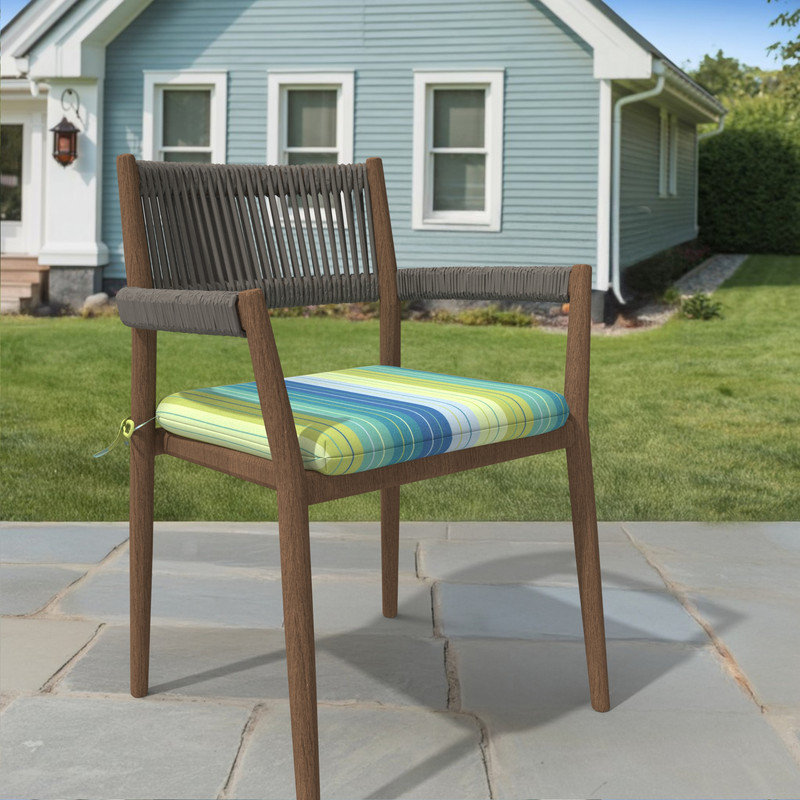 Sunbrella Square Dining Chair Cushions, 3" Foam Replacement Cushion, Seville Seaside