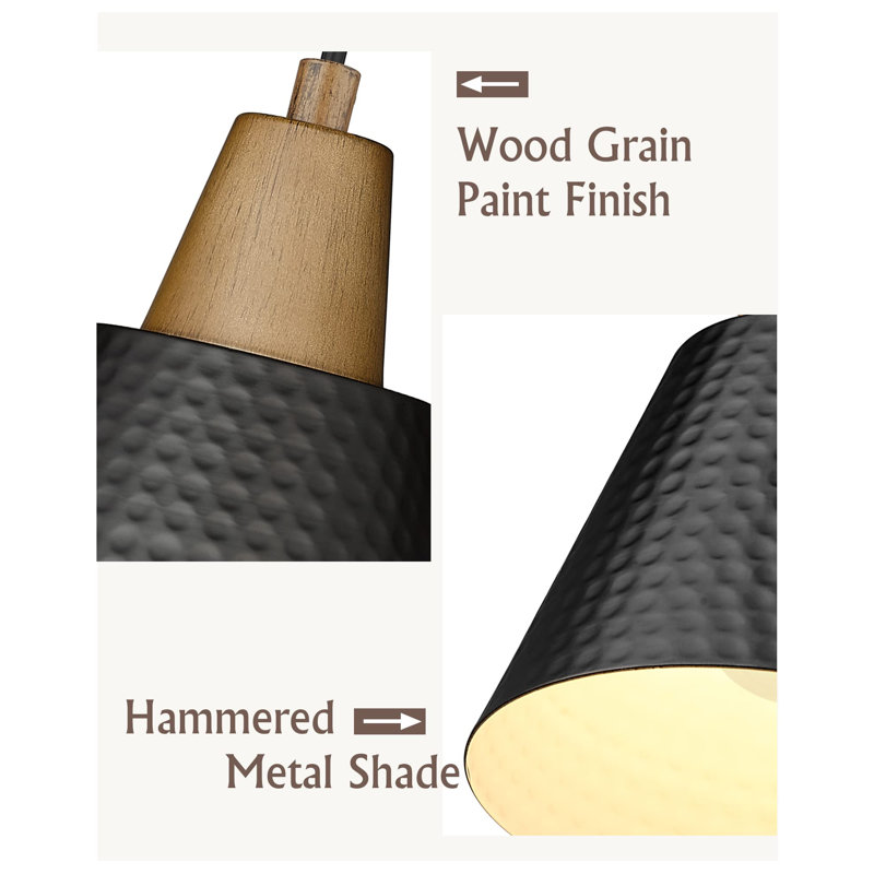 Commodore 1 - Light Gold Cone Pendant, Black