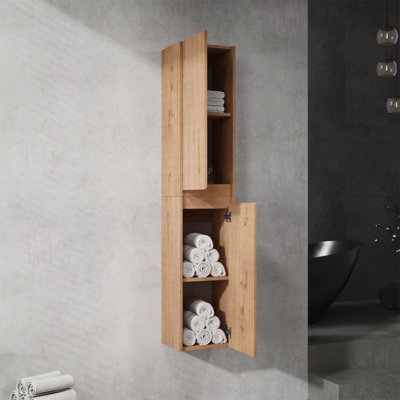 12" Bathroom Side Cabinet, 2-Soft Close Doors, Float Mounting Design