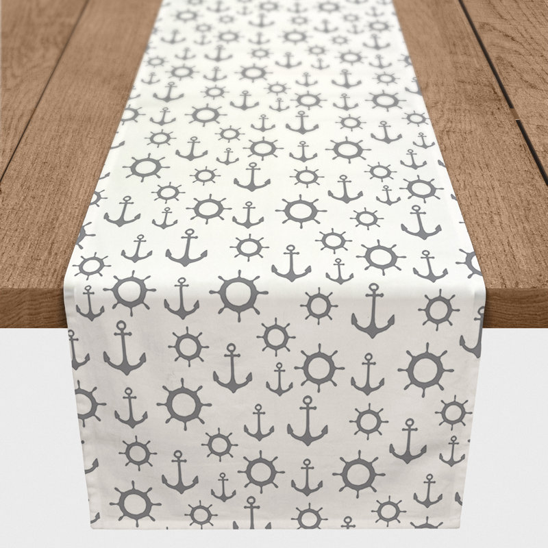 Chemin de table Athos, 90 po x 16 po, Gris / blanc