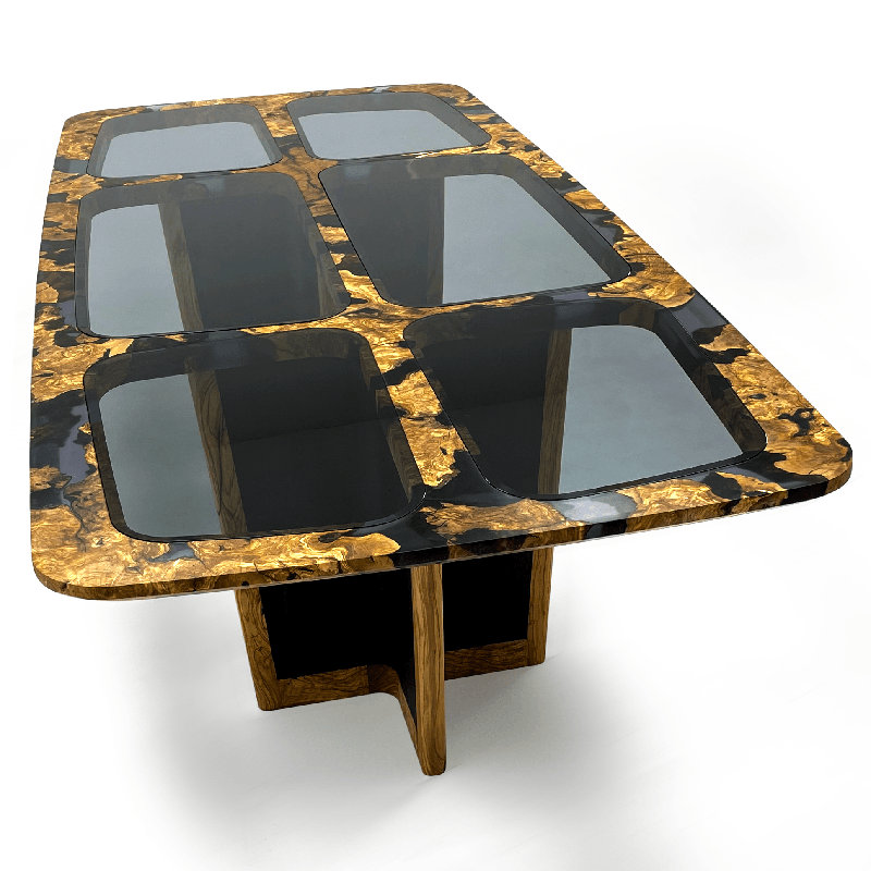 Salamis Solid Wood Base Dining Table, 96" L x 48" W