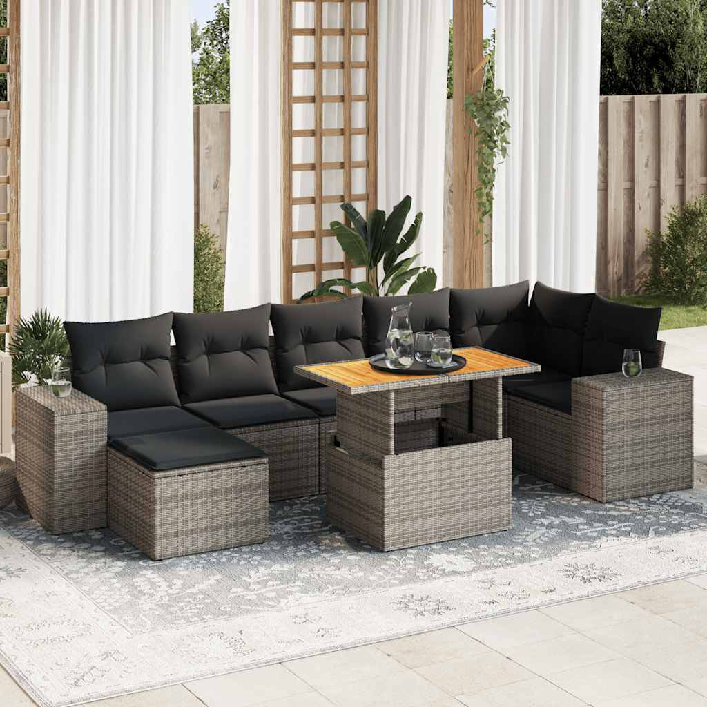 Vidaxl 8-Tlg. Garten-Sofagarnitur Mit Kissen Beige Poly Rattan