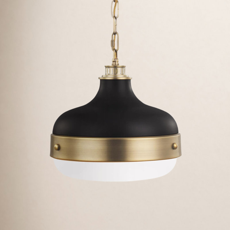 Tulane - Light Single Pendant, Dark Antique Brass / Matte Black, 13.125" H x 13" W x 13" D