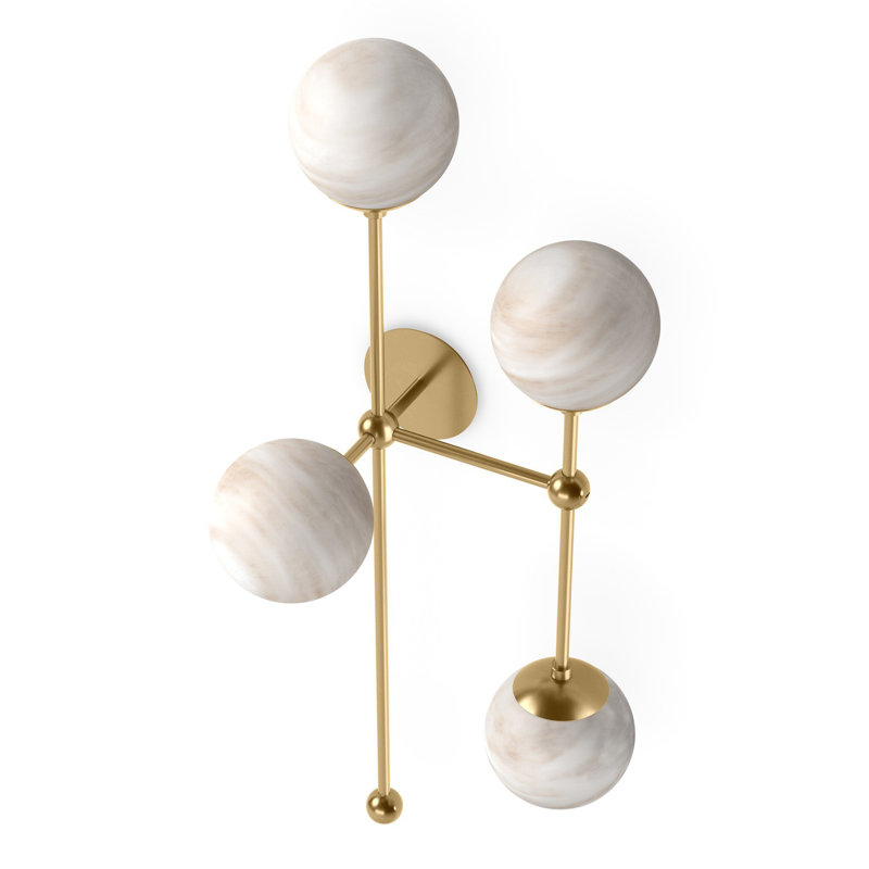 Armstrong 4 - Light Armed Sconce, Burnished Brass, Marbled Matte, Right