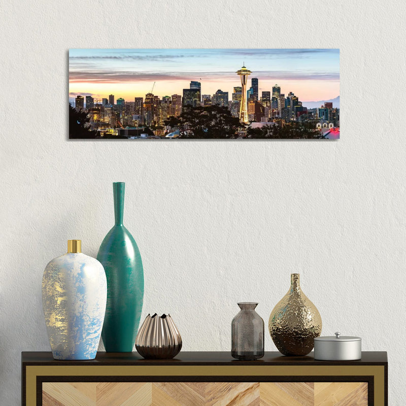 Seattle Skyline Panoramic by Matteo Colombo - Wrapped Canvas Panoramic Print, 30.48 cm H x 91.44 cm W x 1.91 cm D