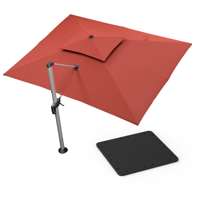 Hokku Designs 10' X 13' Rectangle Cantilever Umbrella with Steel Plate Base, Terra