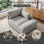 Oversized Upholstered Grey Chenille Chaise Lounge with Armrests & Throw Pillows-1717313409