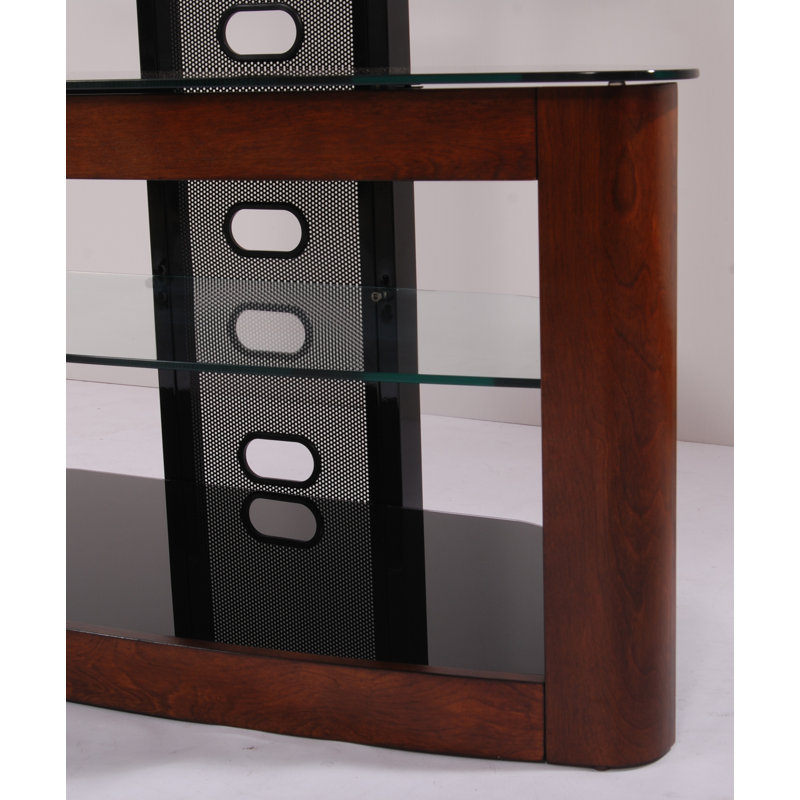Contemporary Dark Oak and Black TV Stand with Universal Mount, 80"