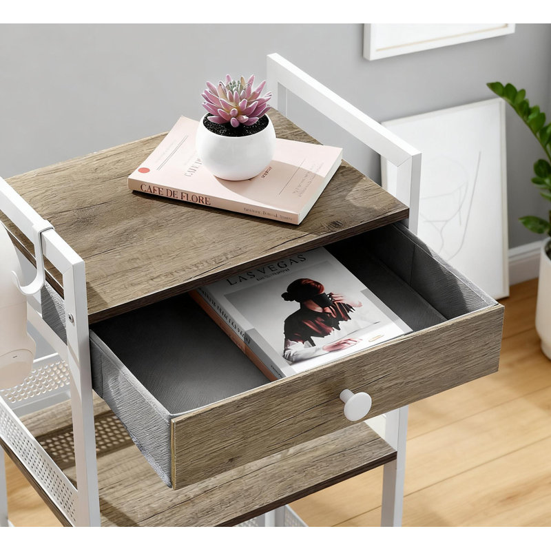 Étagère de salle de bain autoportante à 3 niveaux avec tiroir en tissu amovible, organisateur de rangement polyvalent pour salle de bain, salon, chambre à coucher et balcon