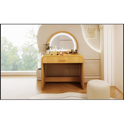 Table de coiffeuse éclairée à DEL de 39 po avec miroir à écran tactile et tiroir spacieux pour le rangement organisé