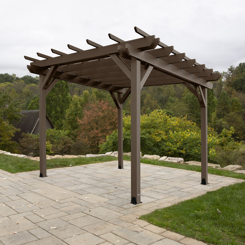 Pergola en plastique Bodhi, Gland de chêne vieilli, Abri pour voiture l 10 pi. x P 12 pi. po