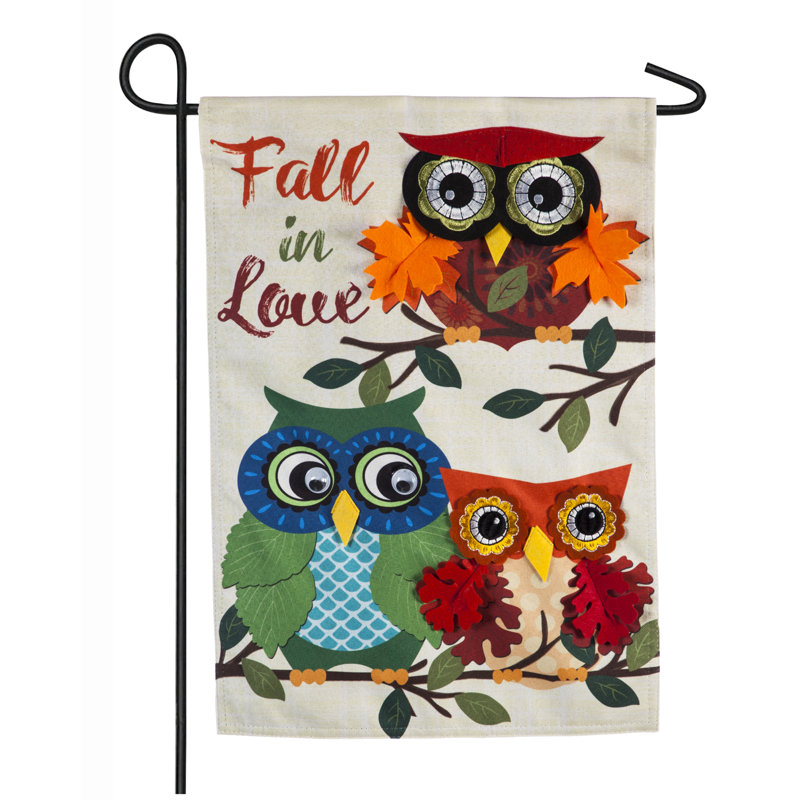 Lin à 2 côtés 18 x 13 po d’automne owls drapeau de jardin