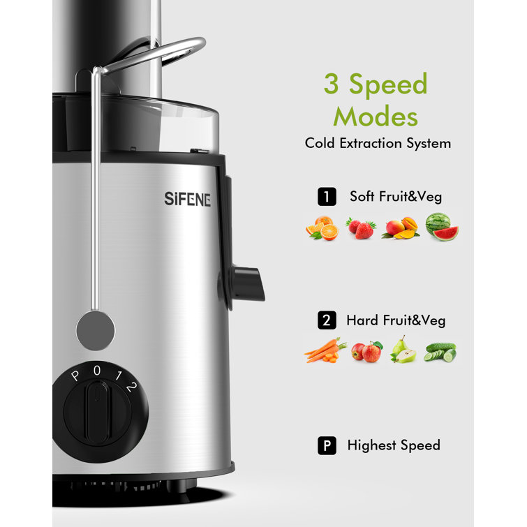 Effortless Juicing Machines, SiFENE 500W Wide Chute Centrifugal Juicer for  Fruits & Vegetables, Easy-Clean Juicing Maker, BPA-Free (Sleek Stainless  Steel - Red) 