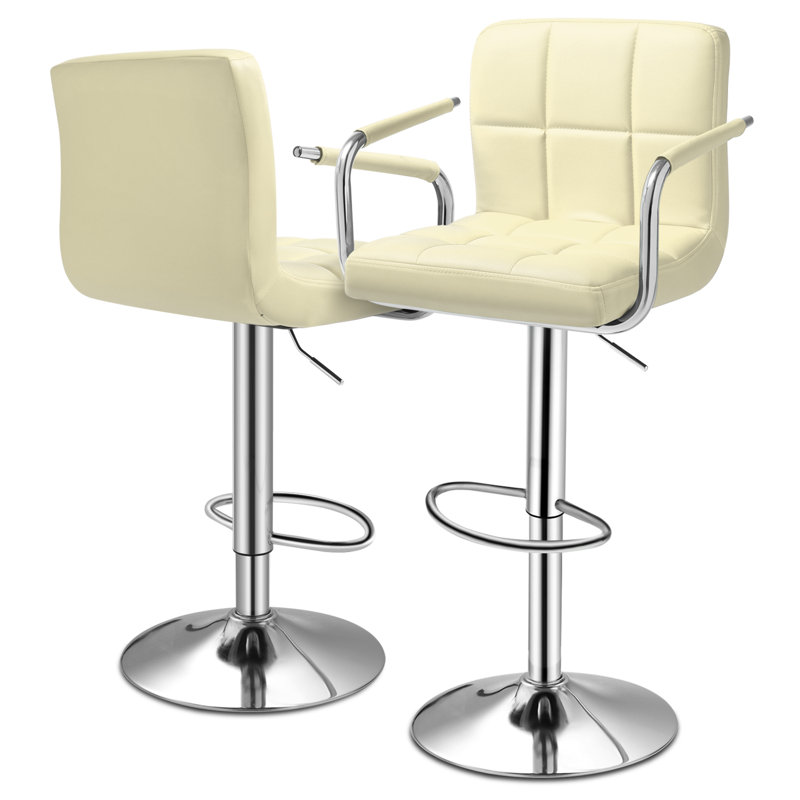 Tabourets de bar à hauteur réglable en similicuir, chaise de salle à manger pivotante à hauteur de comptoir avec accoudoirs