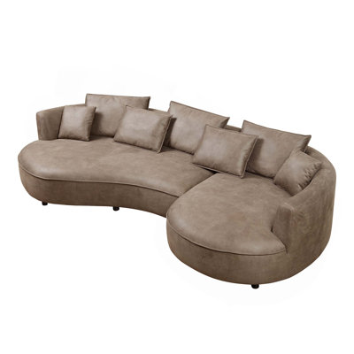 128.74 Inch Modern Sectional Curved Sofa Couch For Living Room,Leathaire Upholstered 5-Seat Sofa Couch, Technology Cloth Couch Set For Apartment Offic