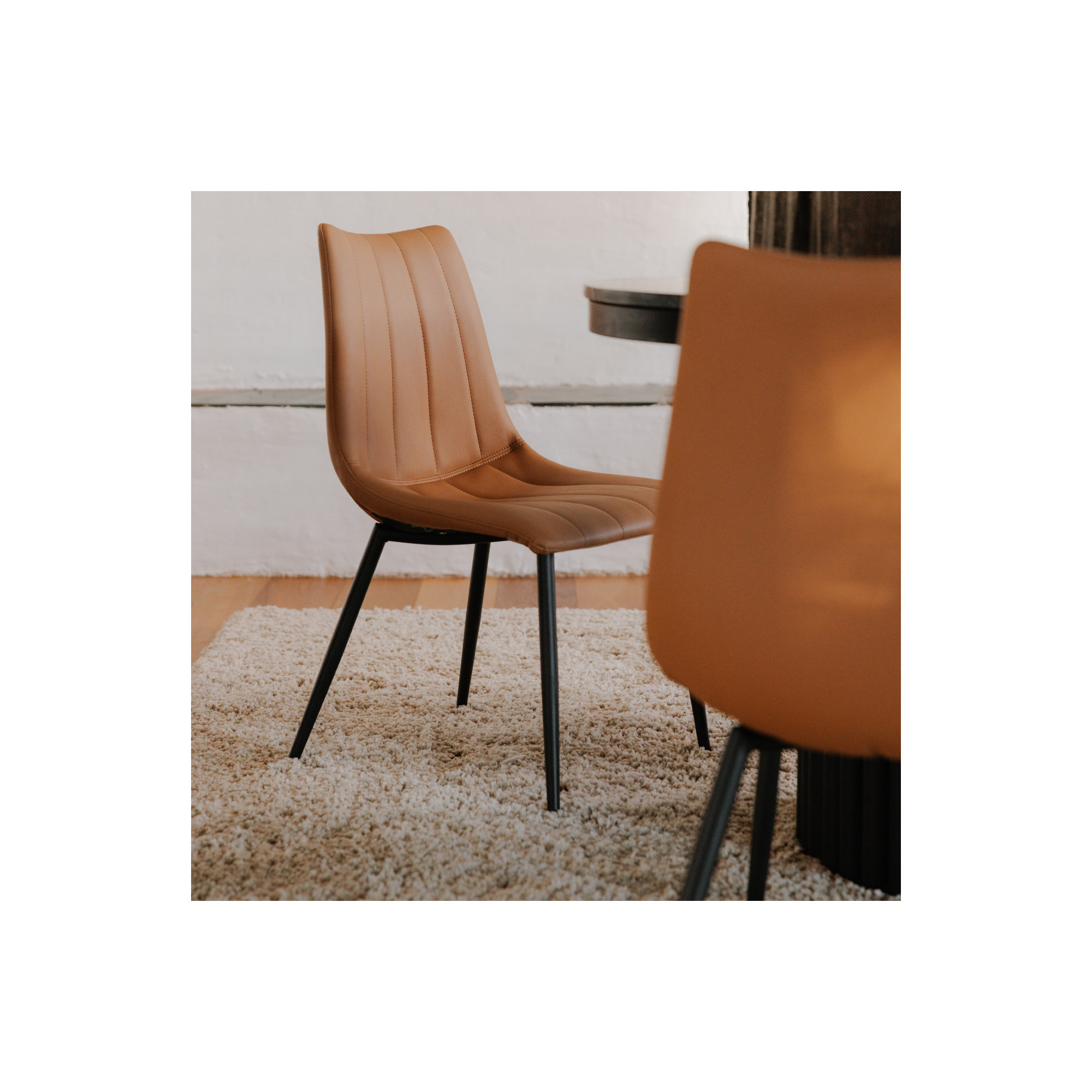 Finnigan Upholstered Side Chair, Brown Faux Leather