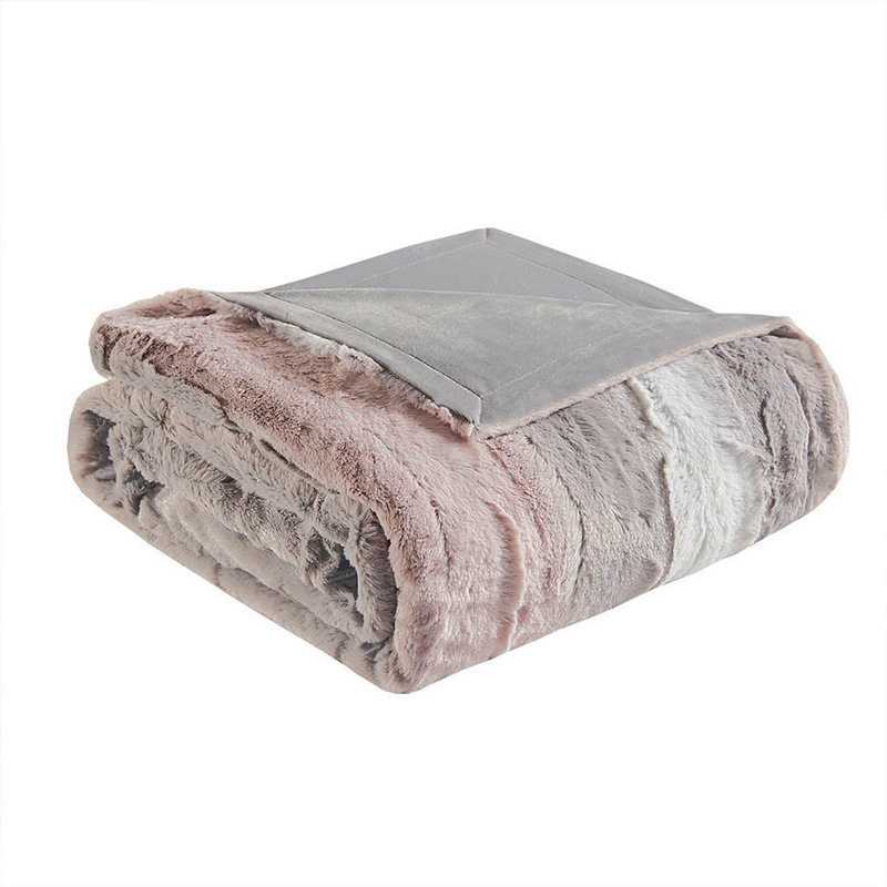 Oversized Faux Fur Throw, Gray, 69.99" L x 59.99" W