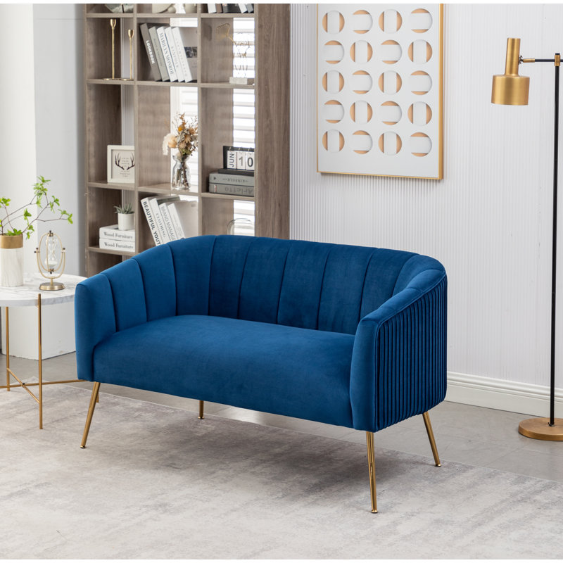Mariantonietta 51'' Velvet Loveseat, Blue 