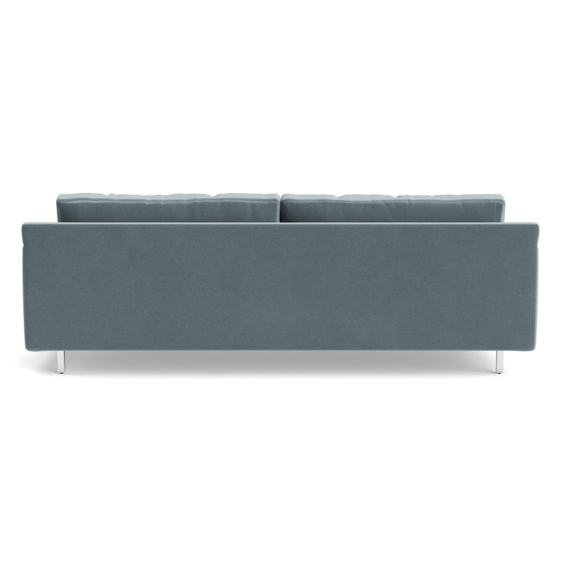 Hunter No Welt 100 Sofa with Metal Leg, Performance Velvet - Harbor, Polished Stainless Steel