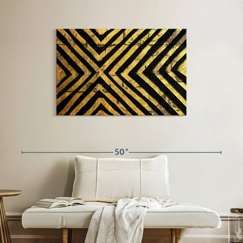 Avery Gold Geometric Lines, 26" H x 39" W