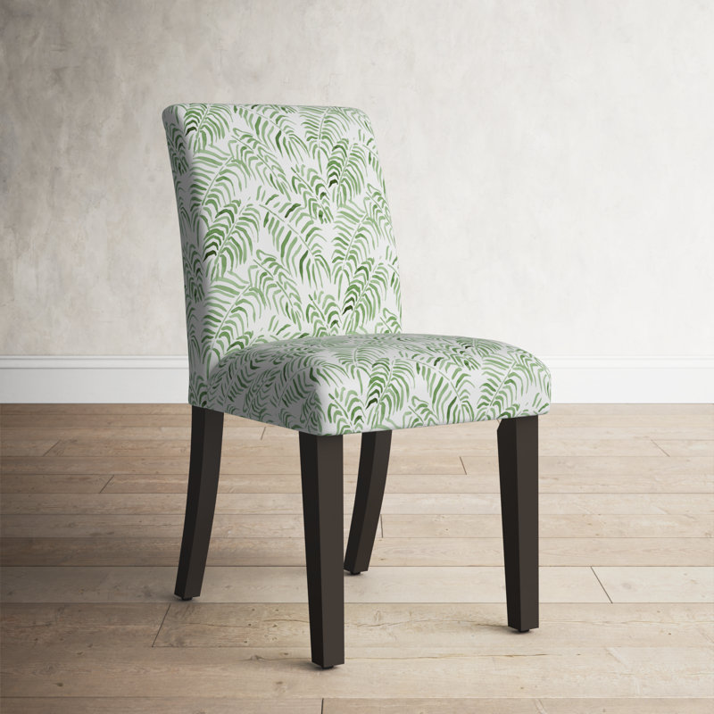 20'' H Upholstered Dining Chair, Watercolor Palm Green, Ancient Stewart Red