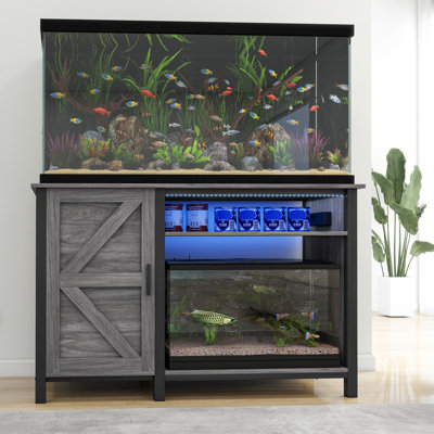 Aquarium Stand for 55-75 Gallon Fish Tanks with RGB Light Strip