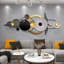 Art mural moderne et géométrique circulaire en métal moderne, 59 po x 24 po, grandes sculptures murales en métal texturé 3D, salon, chambre à coucher, salle de séjour, décoration murale