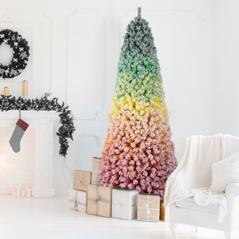 Arbre de Noël artificiel à charnière pastel, 7.5' H
