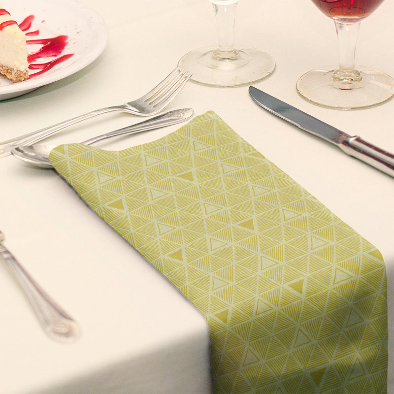 Serviette de table en coton à triangles dessinés à la main, Jaune foncé, H 0,1 po x l 10 po x P 10 po