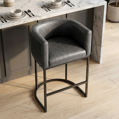 Tabouret de bar rembourré en similicuir