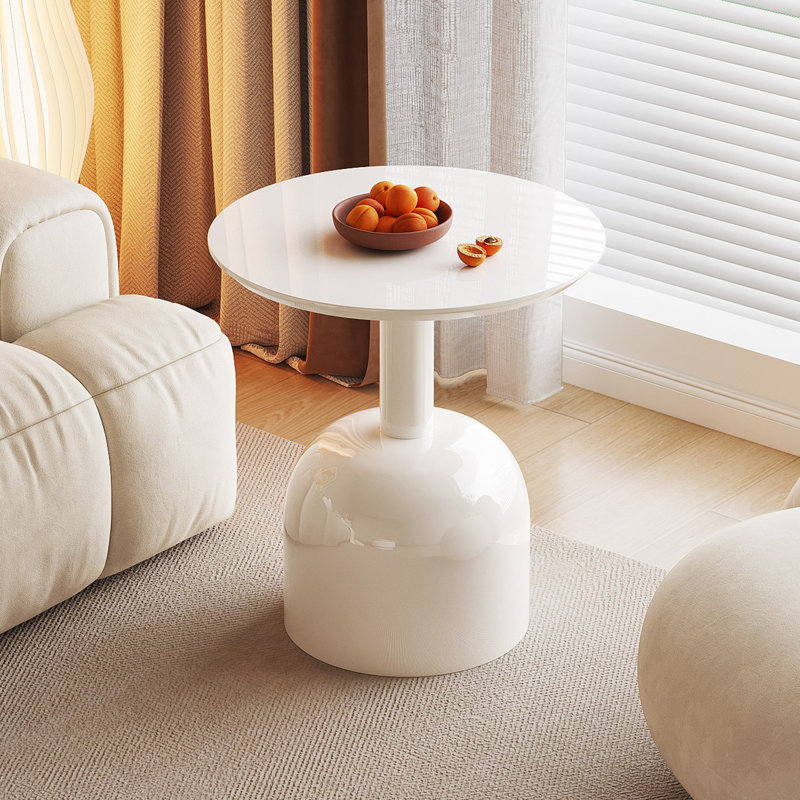58 cm Cream White Round End Table