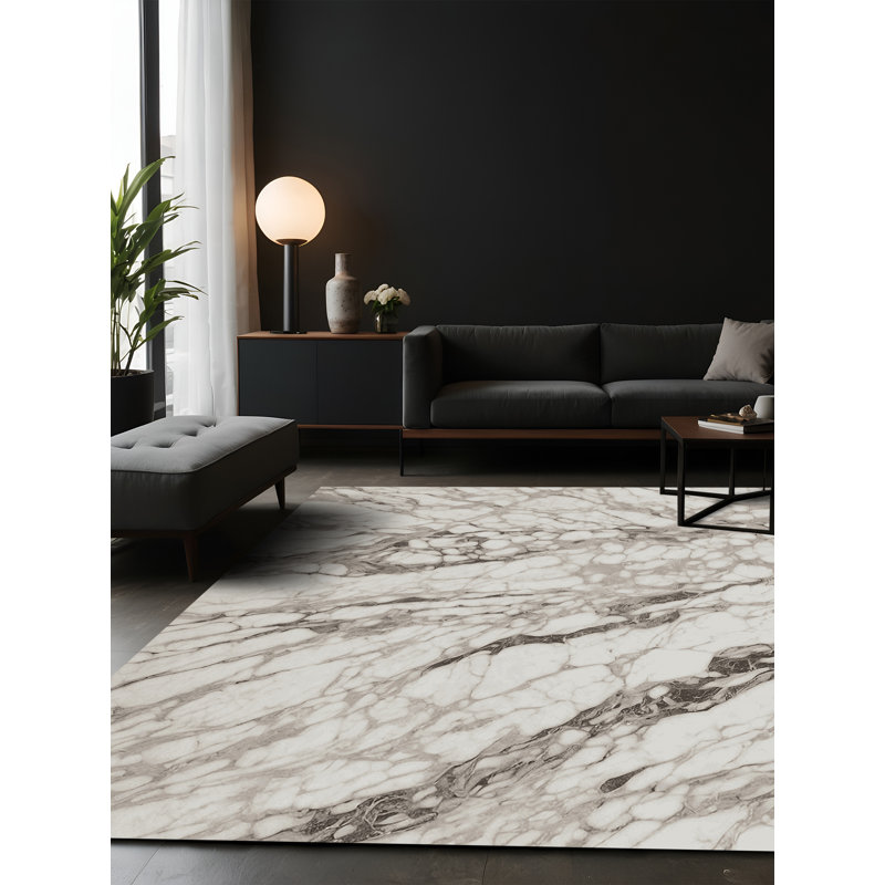 Tapis gris soyeux et moelleux, Rectangle 8 pi x 12 pi