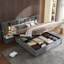 Platform Bed Frame With Wide Headboard, Reading Lamp And Usb Port-968662879