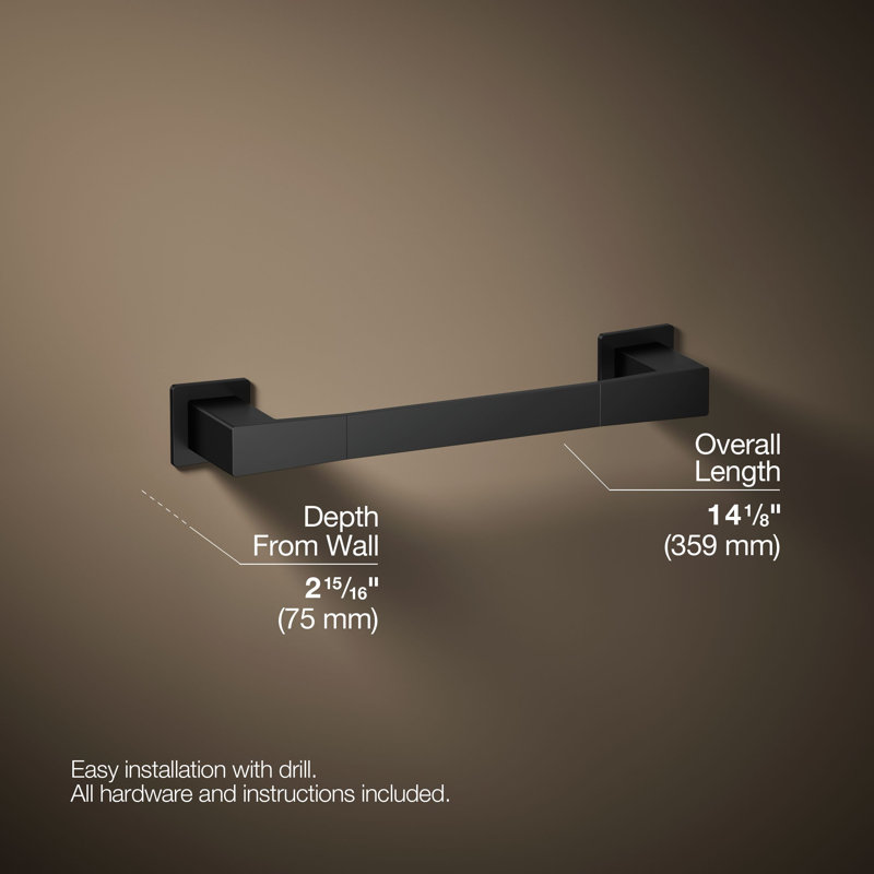 Honesty Towel Bar, Matte Black, 12"W