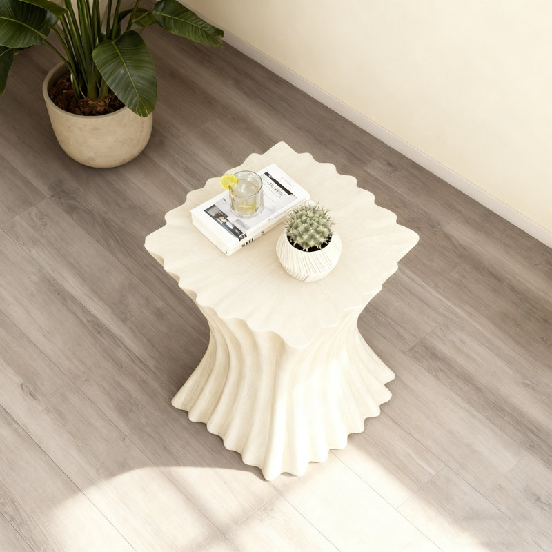 Table d'appoint d'extérieur, table de bout Wave Design, table d'appoint décorative, tabouret de jardin en béton léger pour patio