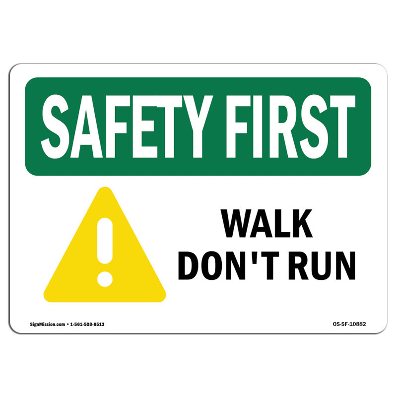 «Safety First Sign», H 12 po x l 18 po x P 0,1 po