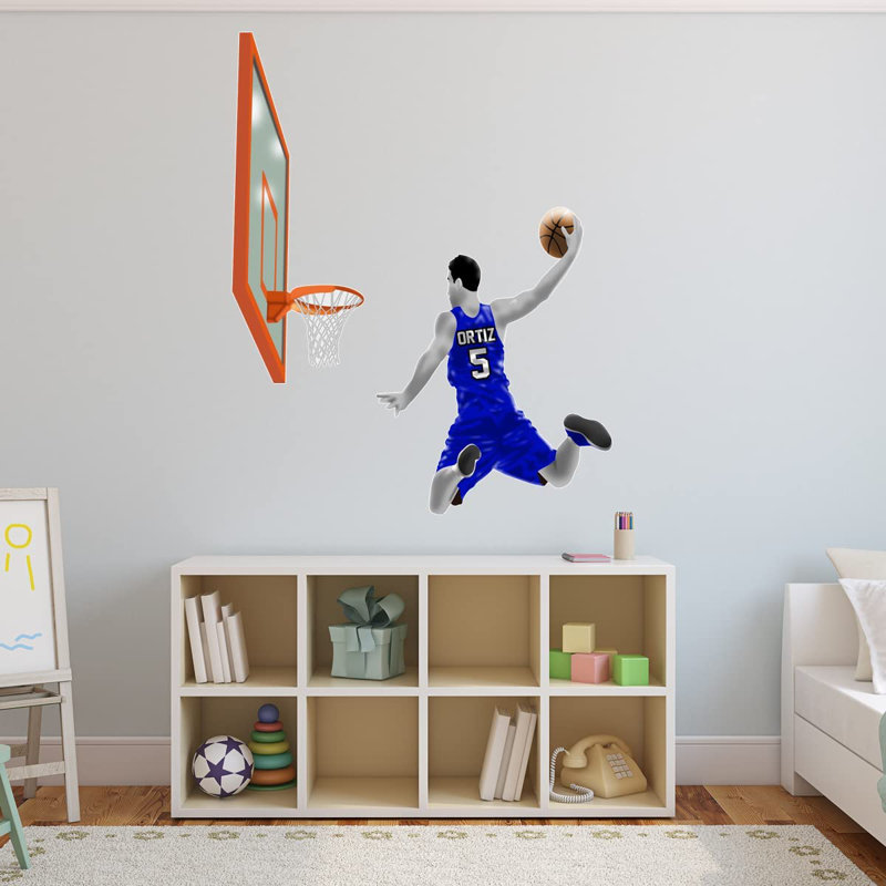 Adhésif décoratif joueur de basketball, Bleu, H 26 po x l 24 po, Oui