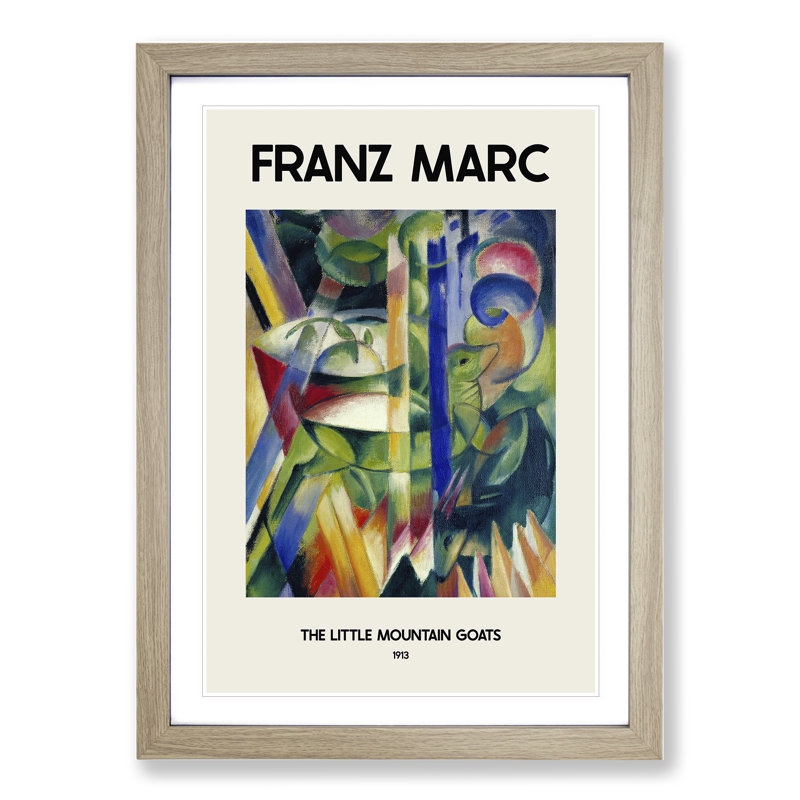 The Little Mountain Goats by Franz Marc - Picture Frame Painting, Oak Framed, 36cm H x 27cm W x 2cm D