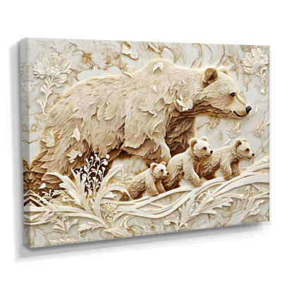 «Mother Bear and Cubs II - Bear», reproduction sur toile