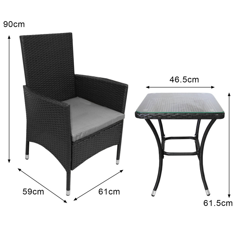 Magrans 2 - Person Patio Dining Set with Square Table , Cushions Included