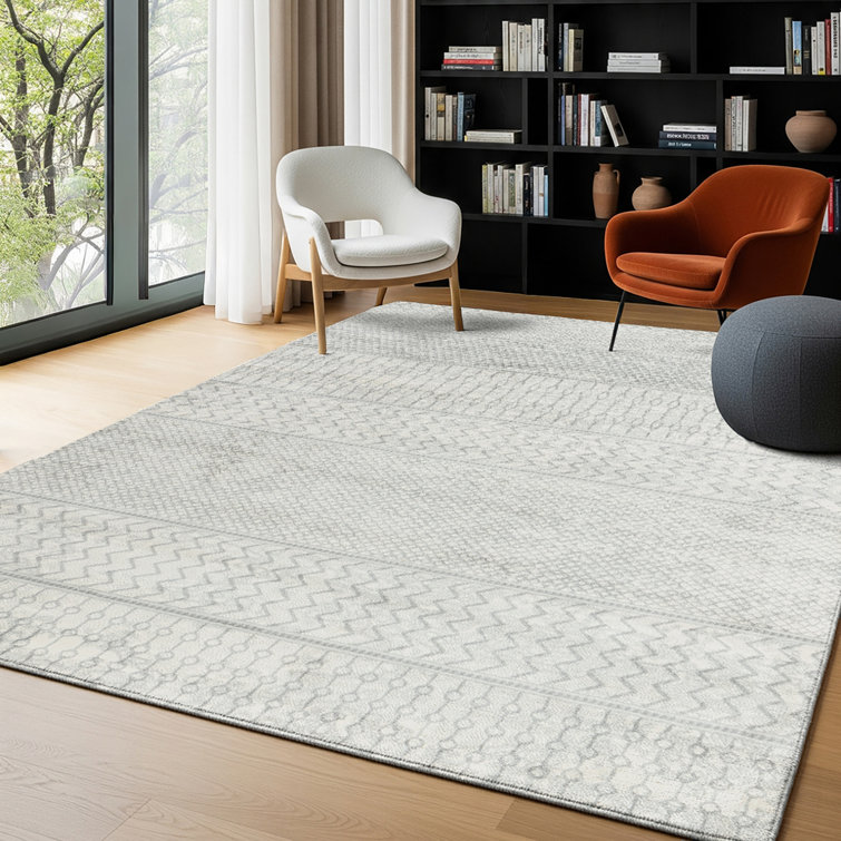Mary Power Loom Grey/Ivory Rug