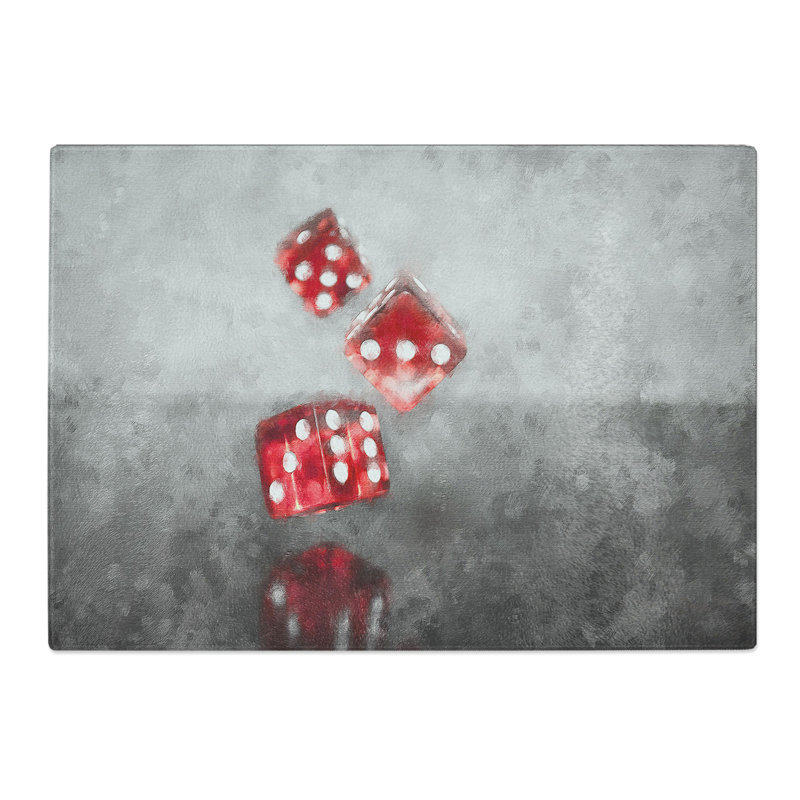 Rolling the Dice Painting Chopping Board, 0.4cm H x 28.5cm W x 39cm L